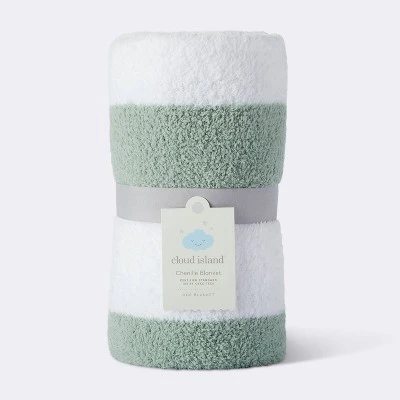 Chenille Stripe Baby Blanket - Green And White Stripe - Cloud Island™ 5 Chenille Stripe Baby Blanket - Green And White Stripe - Cloud Island™ - Image 3