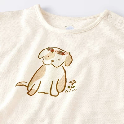 Baby Girls' 2pc Dog Floral Leggings Set - Cloud Island™ Cream 4 Baby Girls' 2pc Dog Floral Leggings Set - Cloud Island™ Cream - Image 2