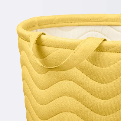 Quilted Fabric Large Round Storage Basket - Yellow - Cloud Island™ 4 Quilted Fabric Large Round Storage Basket - Yellow - Cloud Island™ - Image 2