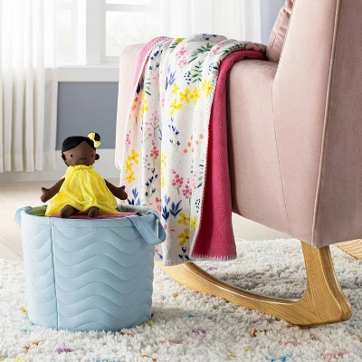 Quilted Fabric Medium Round Storage Basket - Blue - Cloud Island™ 3 Quilted Fabric Medium Round Storage Basket - Blue - Cloud Island™