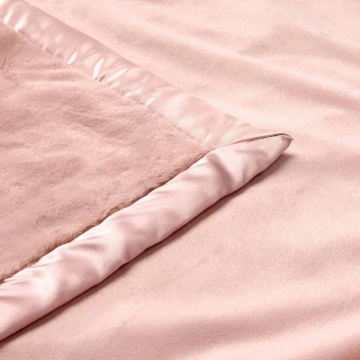 Solid Satin Edge Plush Baby Blanket - Pink - Cloud Island™ 4 Solid Satin Edge Plush Baby Blanket - Pink - Cloud Island™ - Image 2