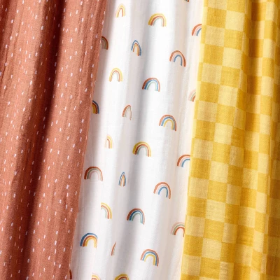 Muslin Swaddle Baby Blanket - Rainbows - 3pk - Cloud Island™ 4 Muslin Swaddle Baby Blanket - Rainbows - 3pk - Cloud Island™ - Image 2