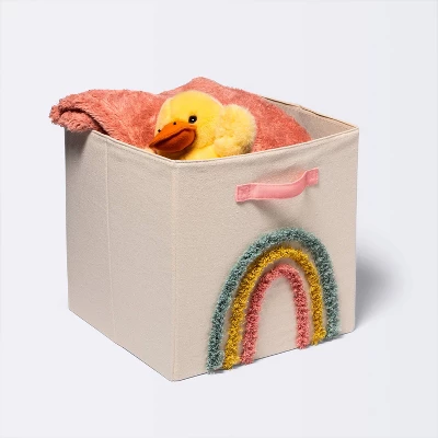 Tufted Canvas 13"x13" Storage Cube - Cloud Island™ Rainbow 4 Tufted Canvas 13"x13" Storage Cube - Cloud Island™ Rainbow - Image 2