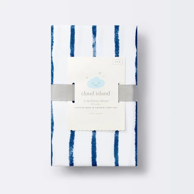 Polyester Rayon Fitted Crib Sheet - Navy Blue Vertical Stripe - Cloud Island™ 5 Polyester Rayon Fitted Crib Sheet - Navy Blue Vertical Stripe - Cloud Island™ - Image 3